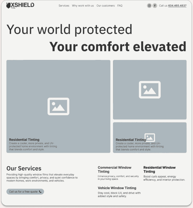 Final XShield Tints website hero section